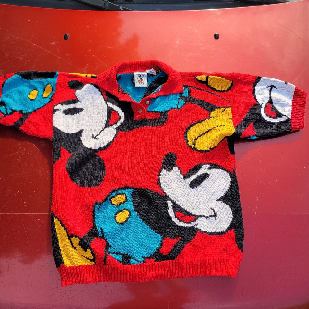 Vintage Mickey & Co company mickey mouse knit short sleeve shirt unisex medium - Picture 1 of 7
